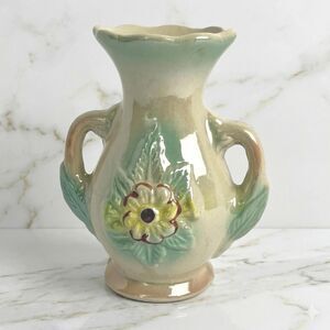 Vintage Japan Floral Bud Vase Pastel Green Raised Flower Cottagecore Decor